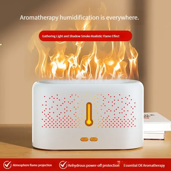 Baby Home Bedroom Office Silent Air Replenishment and Fragrance Dispenser Small Desktop Ultrasonic Flame Humidifier 