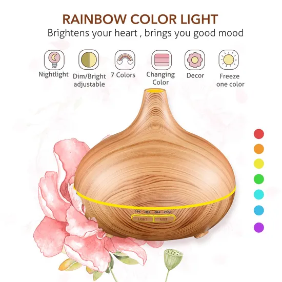2024 550ml Aromatherapy Humidifier Remote Electric Cool Mist Wood Grain Essential Oil Diffusers Car Air Humidifier for Home 