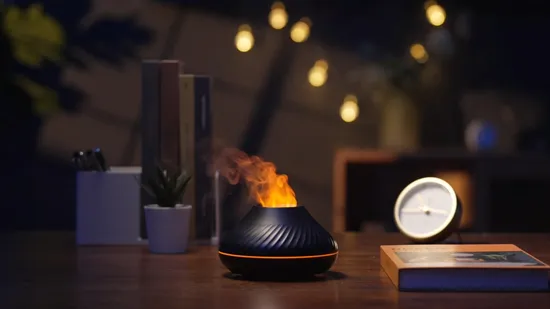 Small Essential Oil Flame Aromatherapy Machine Home Silent USB Ultrasonic Humidifier 