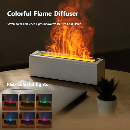Desktop Colorful Simulation Flame Aromatherapy Machine Home Mute Ultrasonic Essential Oil Humidifier 