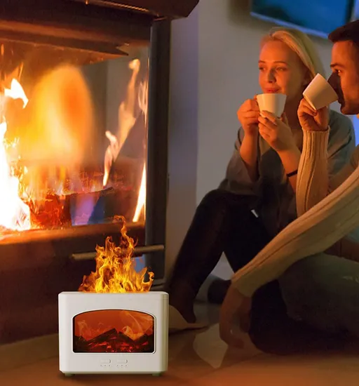 Fireplace Flame Diffuser, Essential Oil Diffuser, 240ml Cool Mist Humidifier for Bedroom 