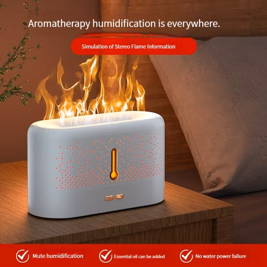 Baby Home Bedroom Office Silent Air Replenishment and Fragrance Dispenser Small Desktop Ultrasonic Flame Humidifier