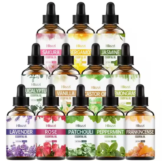 12 Scents 100ml Natural Organic Aromatherapy 100% Pure Jasmine Diffuser Humidifier Body Massage Slimming Essential Oils for Hair Skin SPA Aromatherapy Oil 