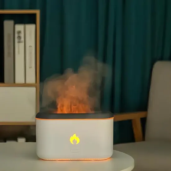 Ultrasonic Household Aroma Flame Humidifier LED Blue Light 300ml Essential Oil Flame Diffuser 