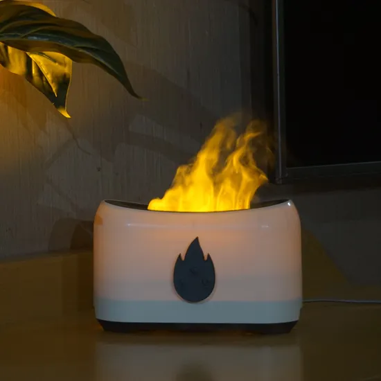 Home Hotel USB Cool Mist Humidifier Flame LED Light Aroma Air Humidifier Essential Oil Diffuser Fire Humidifier 
